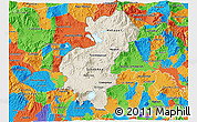 Shaded Relief 3D Map of Santa Ana, political outside