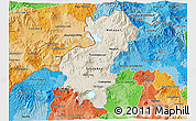 Shaded Relief 3D Map of Santa Ana, political shades outside