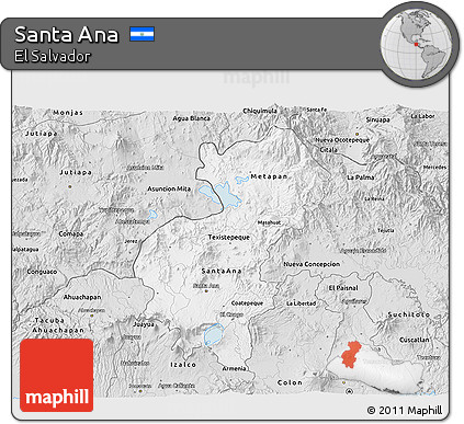 Silver Style 3D Map of Santa Ana