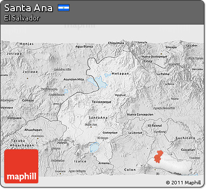 Silver Style 3D Map of Santa Ana