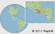 Savanna Style Location Map of Santa Ana, within the entire country