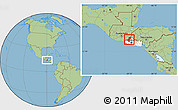 Savanna Style Location Map of Santa Ana, highlighted country
