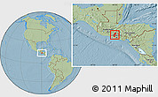 Savanna Style Location Map of Santa Ana, hill shading