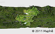 Satellite Panoramic Map of Santa Ana, darken