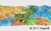 Satellite Panoramic Map of Santa Ana, political shades outside