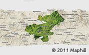Satellite Panoramic Map of Santa Ana, shaded relief outside
