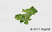 Satellite Panoramic Map of Santa Ana, single color outside