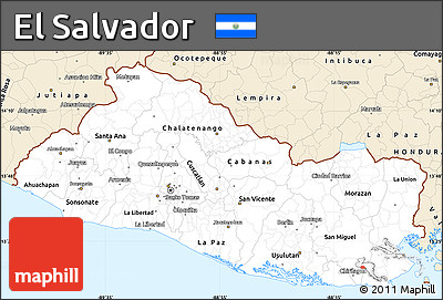 Classic Style Simple Map of El Salvador