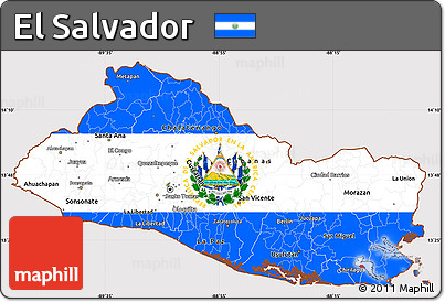 Flag Simple Map of El Salvador, flag centered