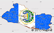 Flag Simple Map of El Salvador, flag aligned to the middle