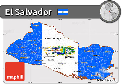 Flag Simple Map of El Salvador, flag rotated