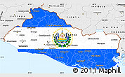 Flag Simple Map of El Salvador, single color outside, borders and labels, flag centered