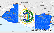 Flag Simple Map of El Salvador, single color outside, borders and labels, flag aligned to the middle