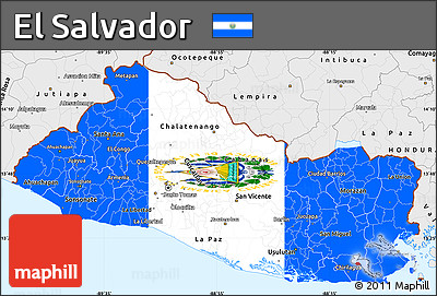 Flag Simple Map of El Salvador, single color outside, borders and labels, flag rotated