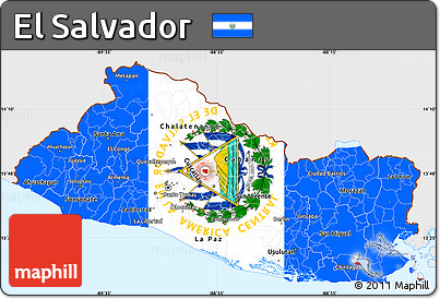 Flag Simple Map of El Salvador, single color outside, flag aligned to the middle
