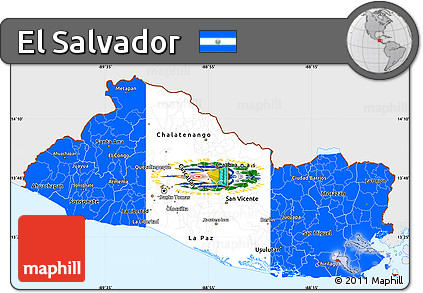 Flag Simple Map of El Salvador, single color outside, flag rotated