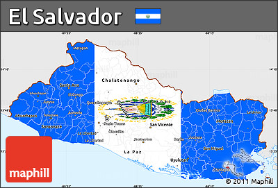 Flag Simple Map of El Salvador, single color outside, flag rotated