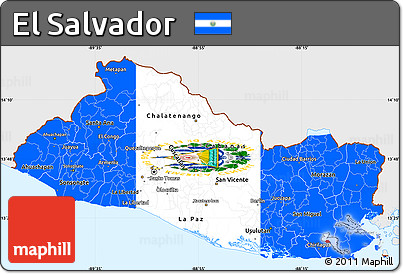 Flag Simple Map of El Salvador, single color outside, flag rotated