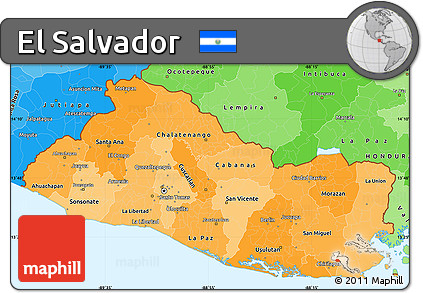 Political Shades Simple Map of El Salvador