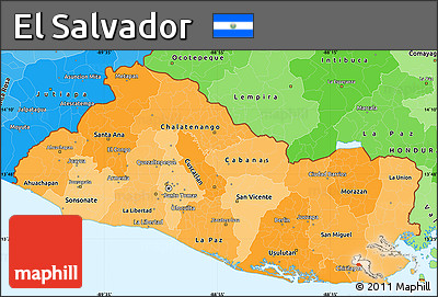 Political Shades Simple Map of El Salvador