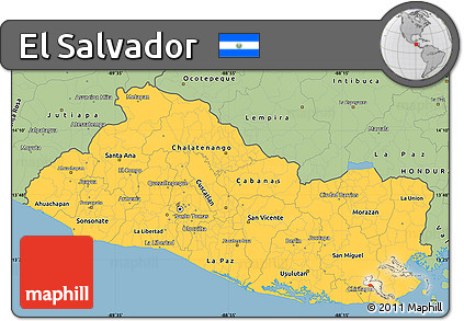 Savanna Style Simple Map of El Salvador