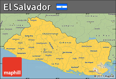 Savanna Style Simple Map of El Salvador