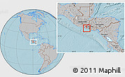 Gray Location Map of Nahulingo, within the entire country, hill shading