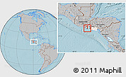 Gray Location Map of Nahulingo, highlighted country, highlighted parent region, within the entire country, hill shading