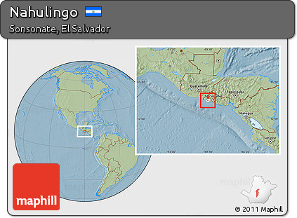 Savanna Style Location Map of Nahulingo, highlighted parent region, hill shading