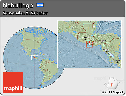 Savanna Style Location Map of Nahulingo, highlighted parent region, hill shading