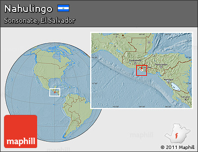 Savanna Style Location Map of Nahulingo, highlighted parent region, hill shading