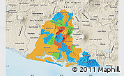 Political Map of Usulutan, shaded relief outside