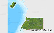 Satellite 3D Map of Equatorial Guinea, single color outside, bathymetry sea