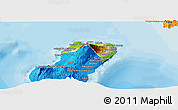 Physical Panoramic Map of Bioko Norte, political outside