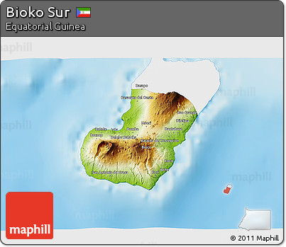 Physical 3D Map of Bioko Sur, single color outside