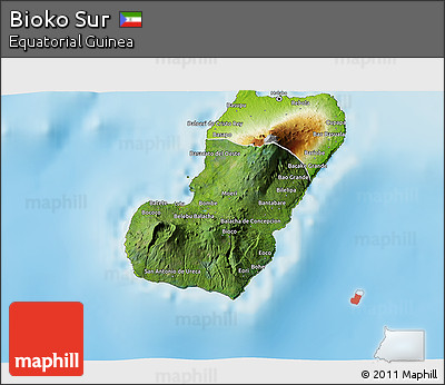 Satellite 3D Map of Bioko Sur, physical outside