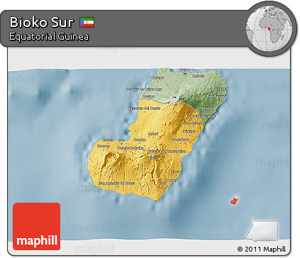 Savanna Style 3D Map of Bioko Sur