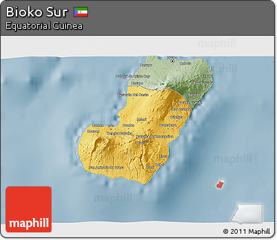 Savanna Style 3D Map of Bioko Sur