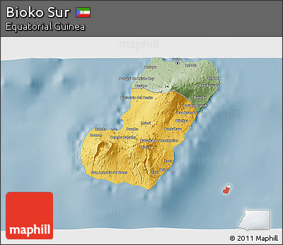 Savanna Style 3D Map of Bioko Sur