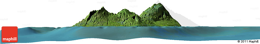 Satellite Horizon Map of Bioko Sur, single color outside