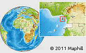 Physical Location Map of Bioko Sur, highlighted country