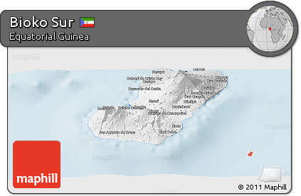 Silver Style Panoramic Map of Bioko Sur