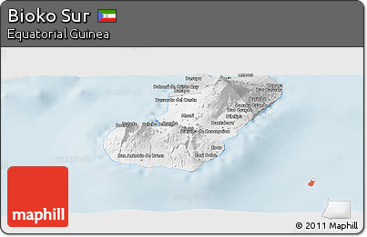 Silver Style Panoramic Map of Bioko Sur