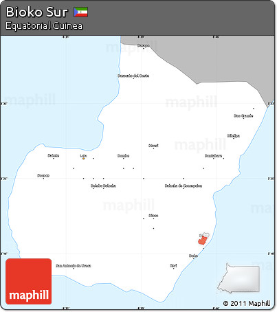 Gray Simple Map of Bioko Sur, single color outside
