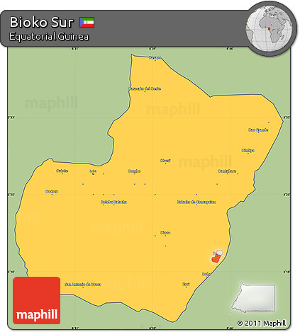Savanna Style Simple Map of Bioko Sur, cropped outside