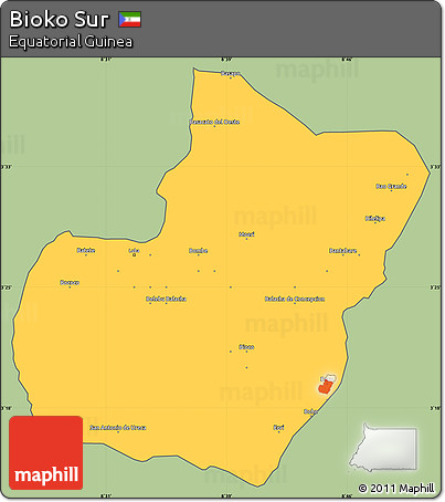 Savanna Style Simple Map of Bioko Sur, cropped outside