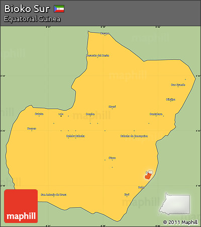 Savanna Style Simple Map of Bioko Sur, cropped outside