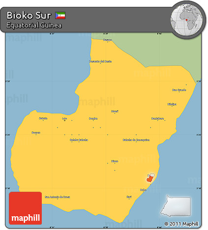 Savanna Style Simple Map of Bioko Sur, single color outside