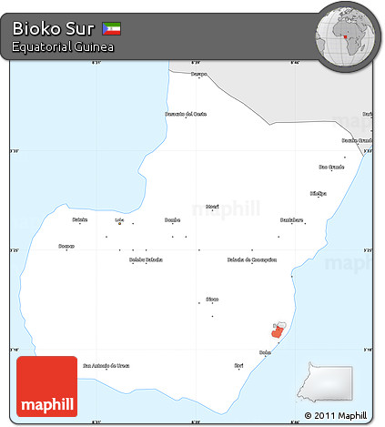 Silver Style Simple Map of Bioko Sur