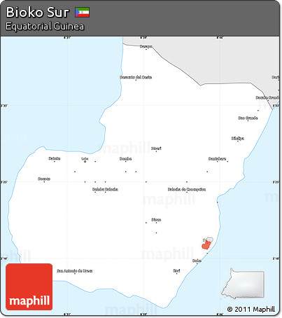 Silver Style Simple Map of Bioko Sur